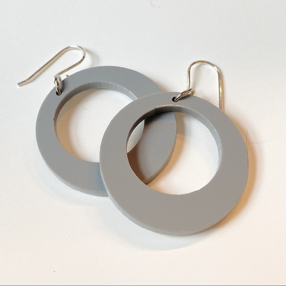 Handmade Retro Mod Style drop hoop earrings - Picture 3 of 6